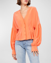 Joie Mayson Silk Blouse In Orange