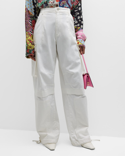 Moschino Jeans Wide-leg Cargo Pants In White