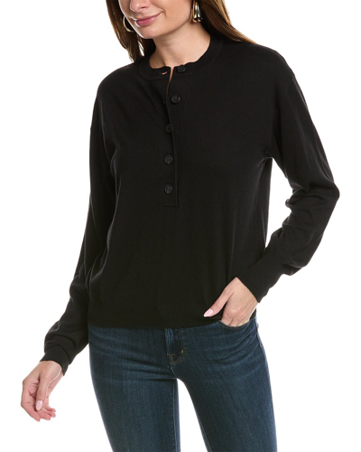 Good American Tissue Weight Henley Sweater In Black