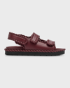 BOTTEGA VENETA JACK LEATHER BRAID DUAL-BAND SANDALS