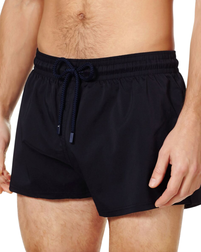 Vilebrequin Men's Unis Stretch-solid Swim Trunks In Noir