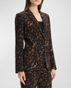 Theory Staple Tortoise-print Slim Crepe Blazer In Dk Br Mlt