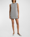 Theory Tweed Canvas Sleeveless Mini Dress In Black/black