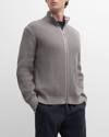Theory Gary Cashton Zip Front Sweater Jacket In Force Grey Ivory