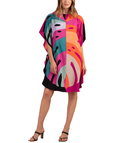 Trina Turk Global Leaf-print Caftan Dress In Neutral