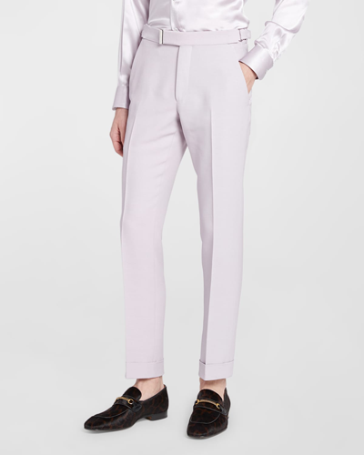 Tom Ford Men's Atticus Double Weft Fine Twill Trousers In Light Purple