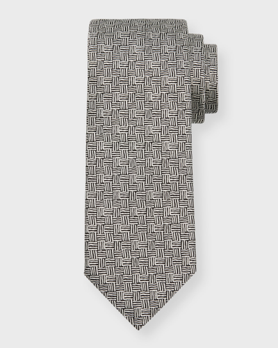 Canali Men's Basketweave Silk Jacquard Tie In Grey