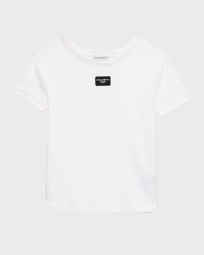 Dolce & Gabbana Kids' Girl's Logo Plaque Short-sleeve T-shirt In Black