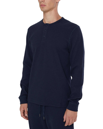 Onia Waffle Henley Shirt In Blue