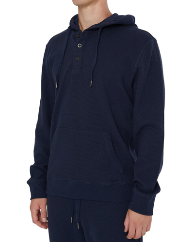 Onia Waffle-knit Cotton-blend Hoodie In Blue
