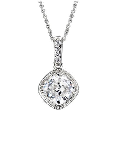 Genevive Silver Cz Pendant In Metallic