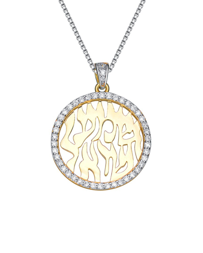 Genevive Two-tone Cz Religious Pendant In Gold