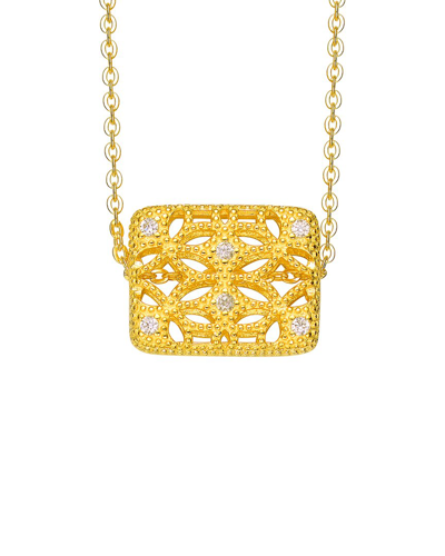 Genevive 14k Plated Cz Classic Necklace In Gold