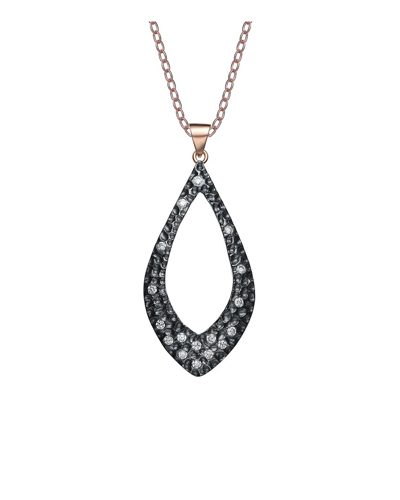 Genevive Two-tone Cz Classic Pendant In Black