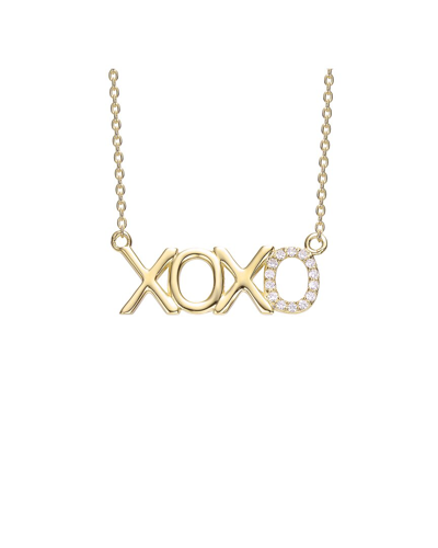 Genevive 14k Plated Cz Xoxo Necklace In Gold