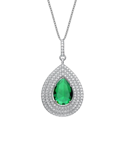 Genevive Silver Cz Pendant In Metallic