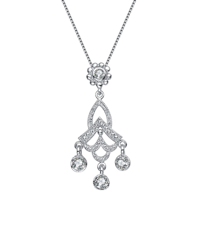 Genevive Silver Cz Classic Pendant In Metallic