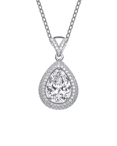 Genevive Silver Cz Pendant In Metallic