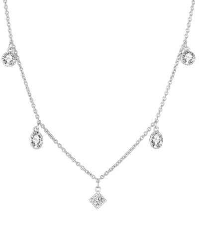 Genevive Silver Cz Classic Necklace In Metallic