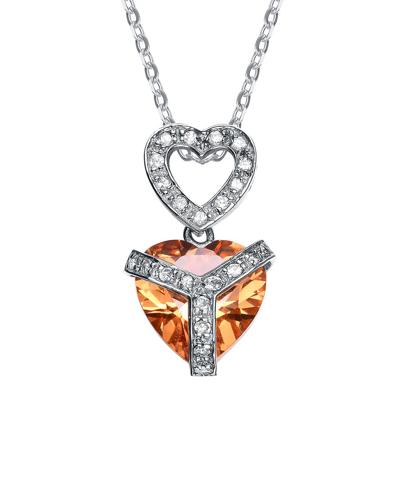 Genevive Silver Cz Pendant In Metallic