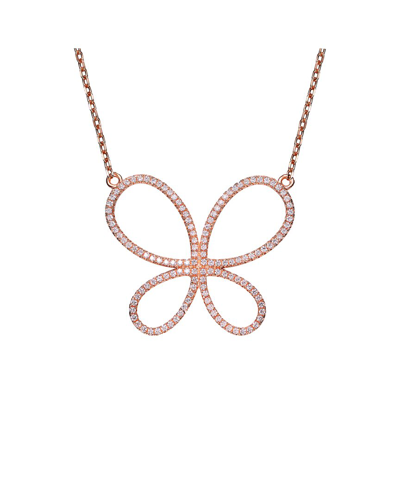 Genevive 18k Rose Gold Plated Cz Butterfly Necklace