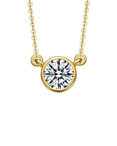 Genevive 14k Plated Cz Necklace In Gold