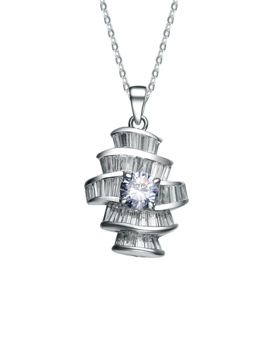 Genevive Silver Cz Antique Pendant In Metallic