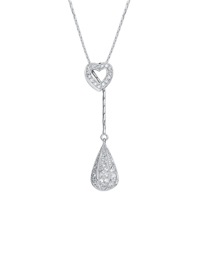 Genevive Silver Cz Drop Necklace In Metallic