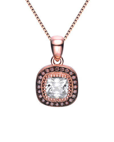 Genevive 18k Rose Gold Plated Cz Pendant In Pink