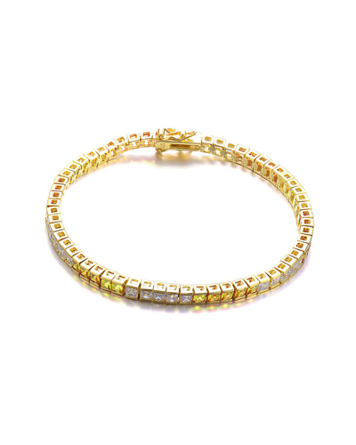 Genevive 14k Plated Cz Tennis Bracelet In Gold
