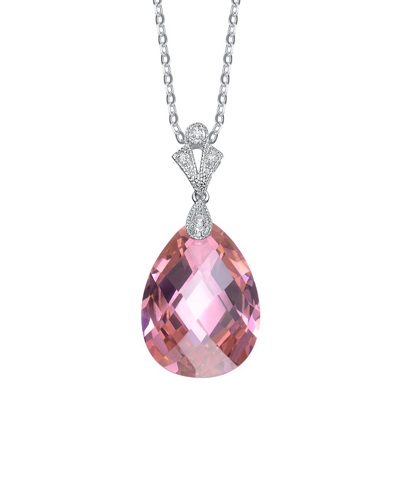 Genevive Silver Cz Pendant In Pink