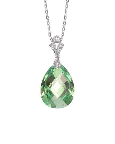 Genevive Silver Cz Pendant In Green