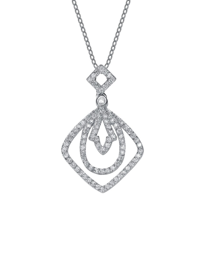 Genevive Silver Cz Pendant In Metallic