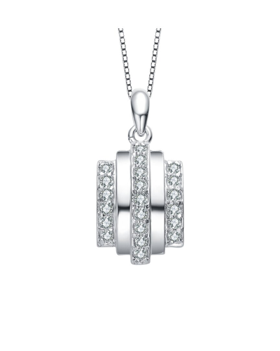 Genevive Silver Cz Statement Pendant In Metallic