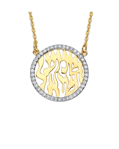 Genevive Two-tone Cz Religious Pendant In Gold