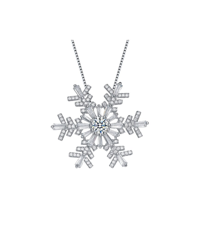 Genevive Silver Cz Christmas Pendant In Metallic