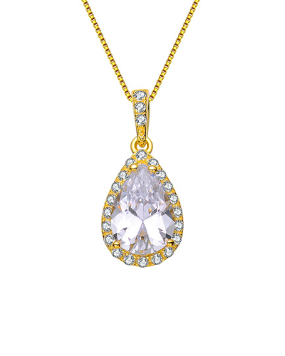 Genevive 14k Plated Cz Pendant In Gold