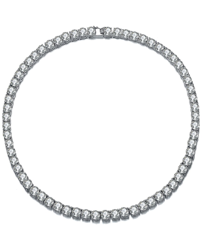 Genevive Silver Cz Tennis Necklace In Metallic