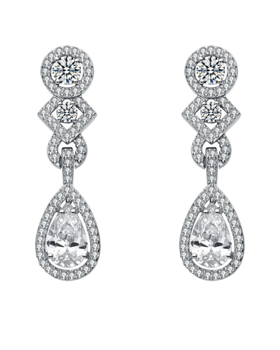 Genevive Silver Cz Statement Earrings In Metallic