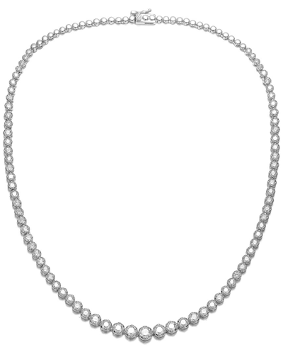 Genevive Silver Cz Tennis Necklace In Metallic