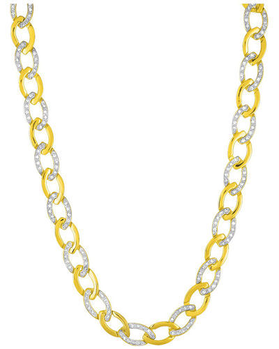 Genevive 14k Plated Cz Statement Necklace In Gold