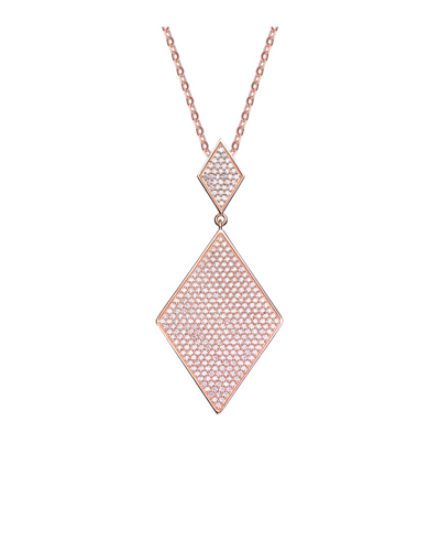 Genevive 18k Rose Gold Plated Cz Statement Pendant In Pink