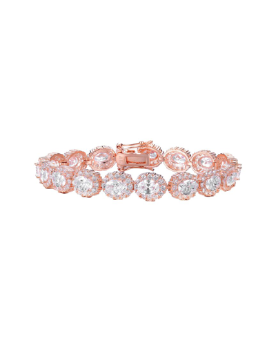 Genevive 18k Rose Gold Plated Cz Tennis Bracelet In Pink