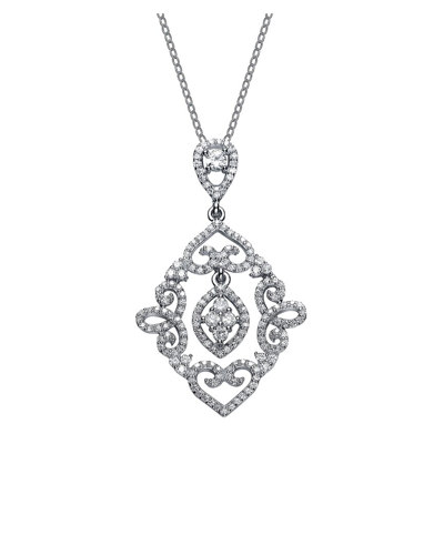 Genevive Silver Cz Antique Pendant In Metallic