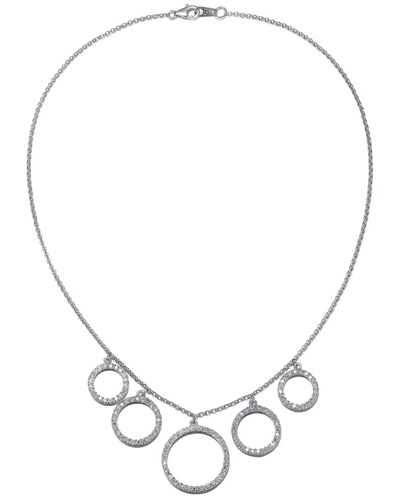 Genevive Silver Cz Statement Necklace In Metallic