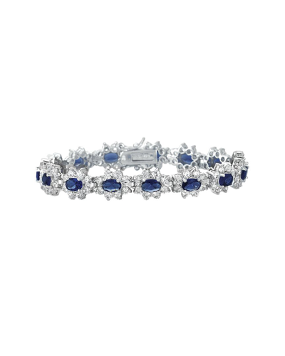 Genevive Silver Cz Tennis Bracelet In Blue