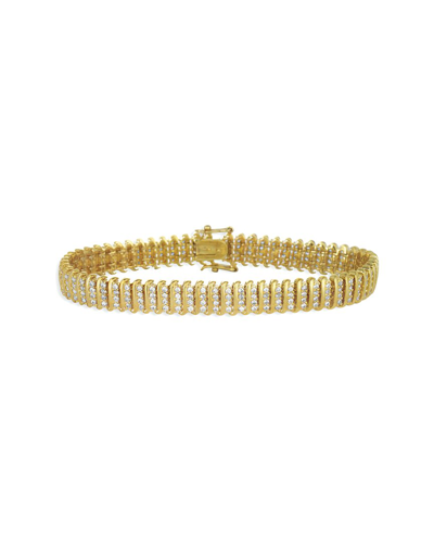 Genevive 14k Plated Cz Tennis Bracelet In Gold