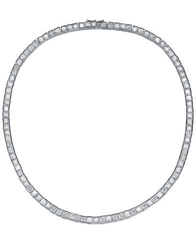 Genevive Silver Cz Tennis Necklace In Metallic