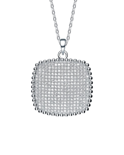 Genevive Silver Cz Pendant In Metallic