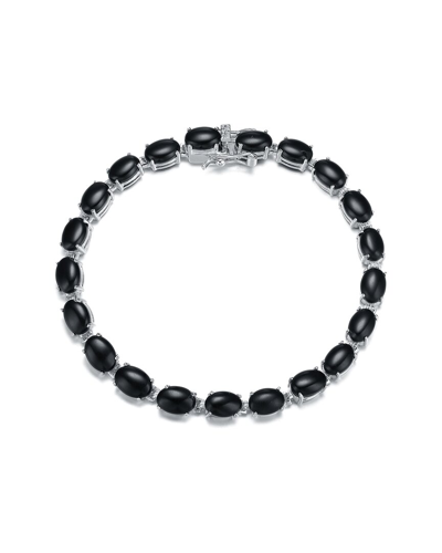 Genevive Silver Cz Tennis Bracelet In Black